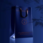 Bolsa azul con asas y detalles metalizados