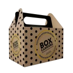 Caja de cartón abierta con asa para llevar