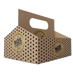 Caja de cartón abierta con asa para llevar