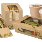 Envases de cartón para comida para llevar con ventana de plástico