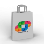 Bolsa de papel con asa pequeña y logo